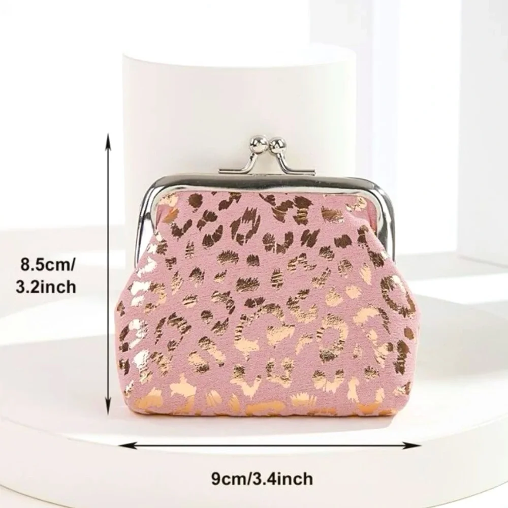 Metallic White/Silver Leopard Print Coin Purse NEW - Picture 3 of 3